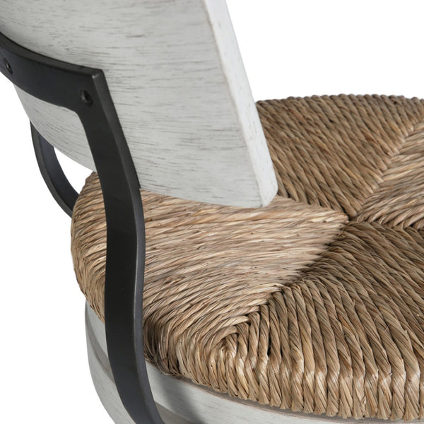 HomeRoots Brown Rattan & Solid Wood Swivel Bar Chair - Coastal Style, Comfortable Low Back, 360° Mobility 633093