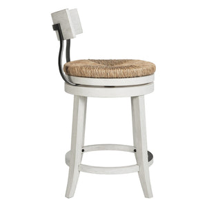 HomeRoots Brown Rattan & Solid Wood Swivel Bar Chair - Coastal Style, Comfortable Low Back, 360° Mobility 633093