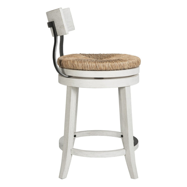 HomeRoots Brown Rattan & Solid Wood Swivel Bar Chair - Coastal Style, Comfortable Low Back, 360° Mobility 633093