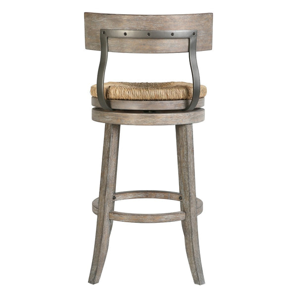 HomeRoots Brown Rattan and Solid Wood Low Back Swivel Bar Chair - Stylish Comfort for Kitchen & Dining Spaces 633094