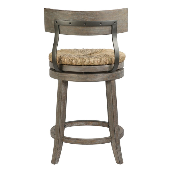 HomeRoots Brown Rattan and Solid Wood Swivel Bar Chair - Modern Low Back Design for Kitchen or Dining Spaces 633095