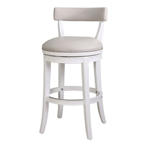 HomeRoots Gray Faux Leather Swivel Bar Chair with Solid Wood Base – Modern Comfort for Stylish Dining Spaces 633096