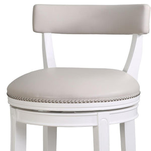 HomeRoots Gray Faux Leather Swivel Bar Chair with Solid Wood Base – Modern Comfort for Stylish Dining Spaces 633096