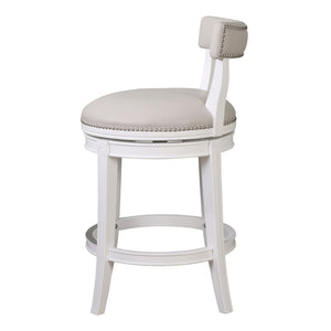 HomeRoots 26" Gray Faux Leather Counter Stool with Solid Wood Base – Modern Swivel Bar Chair for Comfort & Style 633097