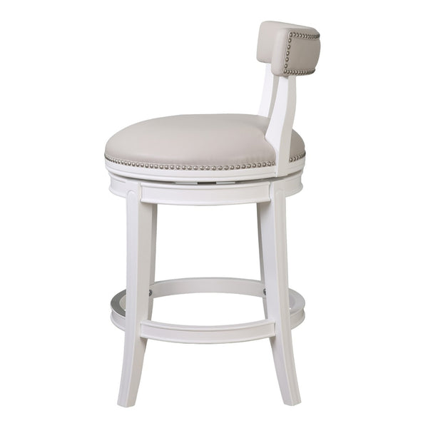 HomeRoots 26" Gray Faux Leather Counter Stool with Solid Wood Base – Modern Swivel Bar Chair for Comfort & Style 633097
