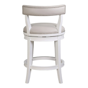 HomeRoots 26" Gray Faux Leather Counter Stool with Solid Wood Base – Modern Swivel Bar Chair for Comfort & Style 633097
