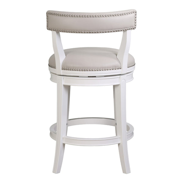 HomeRoots 26" Gray Faux Leather Counter Stool with Solid Wood Base – Modern Swivel Bar Chair for Comfort & Style 633097