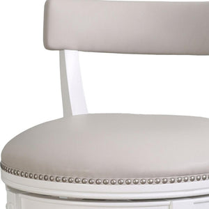 HomeRoots 26" Gray Faux Leather Counter Stool with Solid Wood Base – Modern Swivel Bar Chair for Comfort & Style 633097