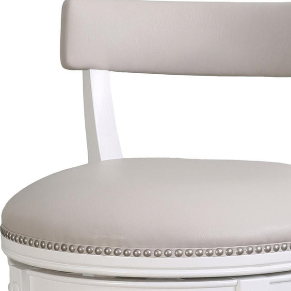 HomeRoots 26" Gray Faux Leather Counter Stool with Solid Wood Base – Modern Swivel Bar Chair for Comfort & Style 633097