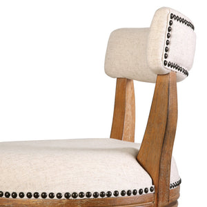 HomeRoots Linen Swivel Bar Chair with Low Back, Solid Wood Frame, and Cushioned Seat for Modern Comfort 633098