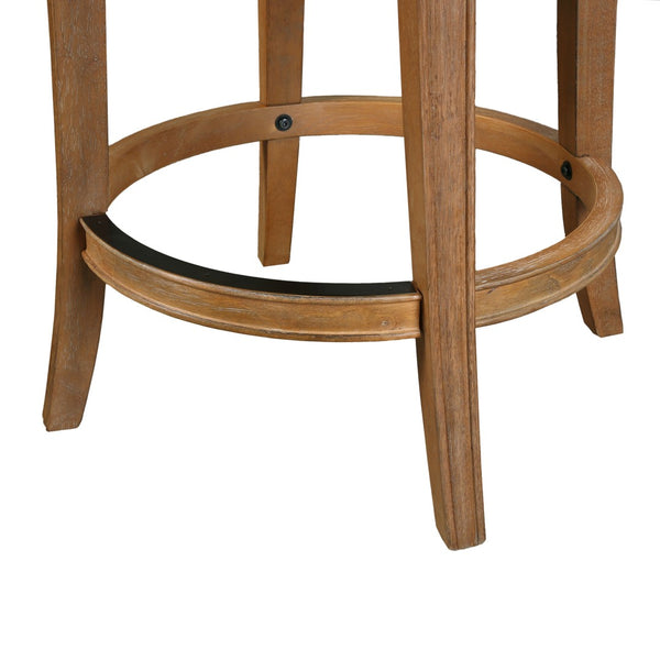 HomeRoots Linen Swivel Bar Chair with Low Back, Solid Wood Frame, and Cushioned Seat for Modern Comfort 633098