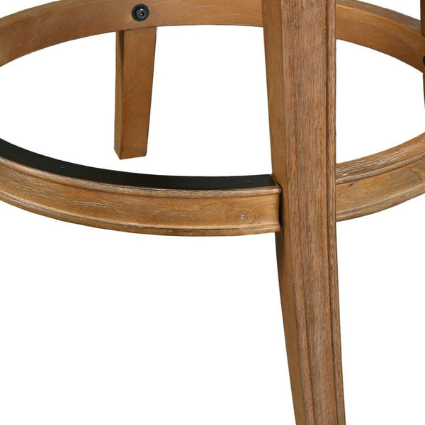 HomeRoots Linen Low Back Swivel Bar Chair in Brown Solid Wood - Modern Comfort for Your Home Bar Space 633099