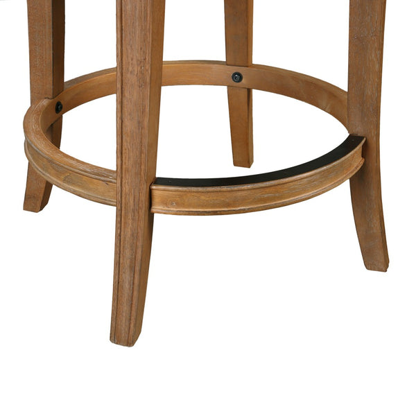 HomeRoots Linen Low Back Swivel Bar Chair in Brown Solid Wood - Modern Comfort for Your Home Bar Space 633099
