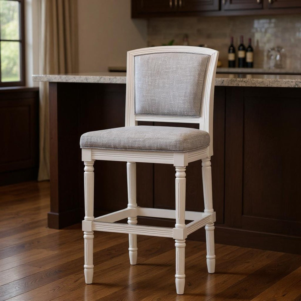 HomeRoots Gray Bar Height Chair with Cushioned Seat, Solid Wood Base & Modern Design for Home Decor 633100