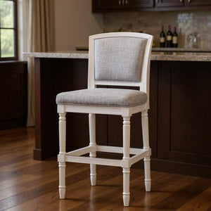 HomeRoots Gray Bar Height Chair with Cushioned Seat, Solid Wood Base & Modern Design for Home Decor 633100