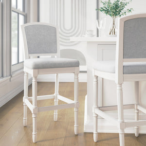 HomeRoots Gray Bar Height Chair with Cushioned Seat, Solid Wood Base & Modern Design for Home Decor 633100