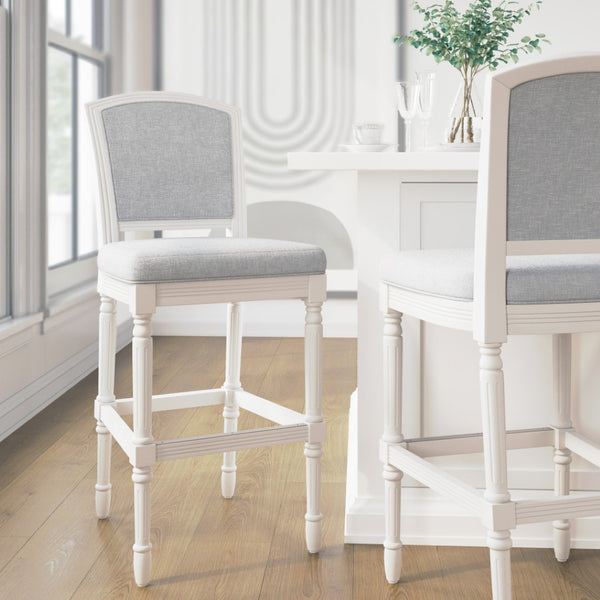 HomeRoots Gray Bar Height Chair with Cushioned Seat, Solid Wood Base & Modern Design for Home Decor 633100