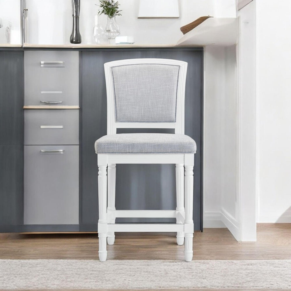 HomeRoots Gray Counter Height Bar Chair - Plush Fabric Seat & Solid Wood Base for Modern Dining & Comfort 633101