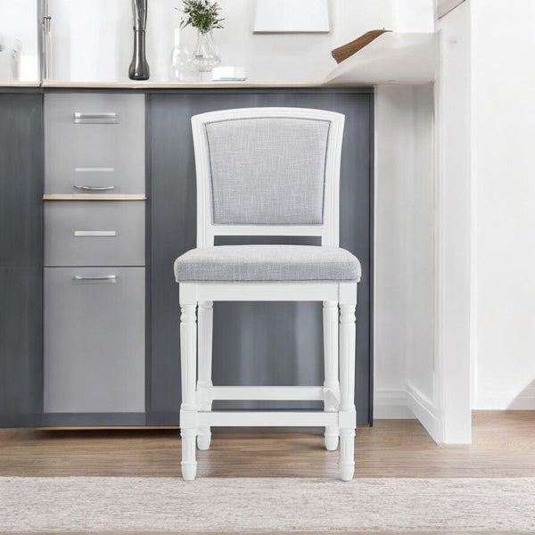 HomeRoots Gray Counter Height Bar Chair - Plush Fabric Seat & Solid Wood Base for Modern Dining & Comfort 633101