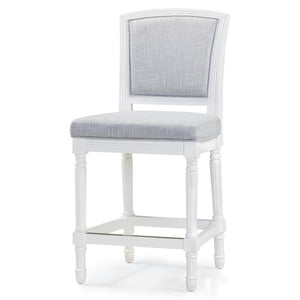 HomeRoots Gray Counter Height Bar Chair - Plush Fabric Seat & Solid Wood Base for Modern Dining & Comfort 633101