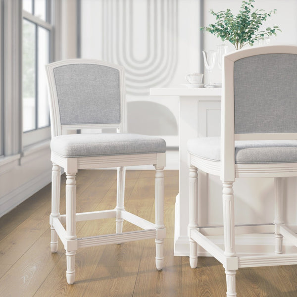 HomeRoots Gray Counter Height Bar Chair - Plush Fabric Seat & Solid Wood Base for Modern Dining & Comfort 633101