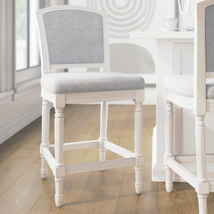 HomeRoots Gray Counter Height Bar Chair - Plush Fabric Seat & Solid Wood Base for Modern Dining & Comfort 633101