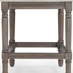 HomeRoots 31" Gray Fabric Bar Chair with Solid Wood Legs - Modern Comfort for Kitchen Island & Home Bar 633102