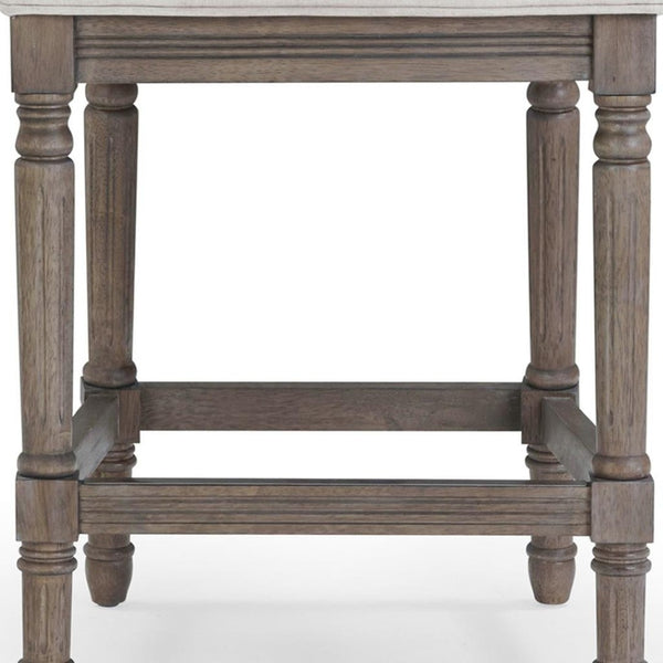 HomeRoots 31" Gray Fabric Bar Chair with Solid Wood Legs - Modern Comfort for Kitchen Island & Home Bar 633102