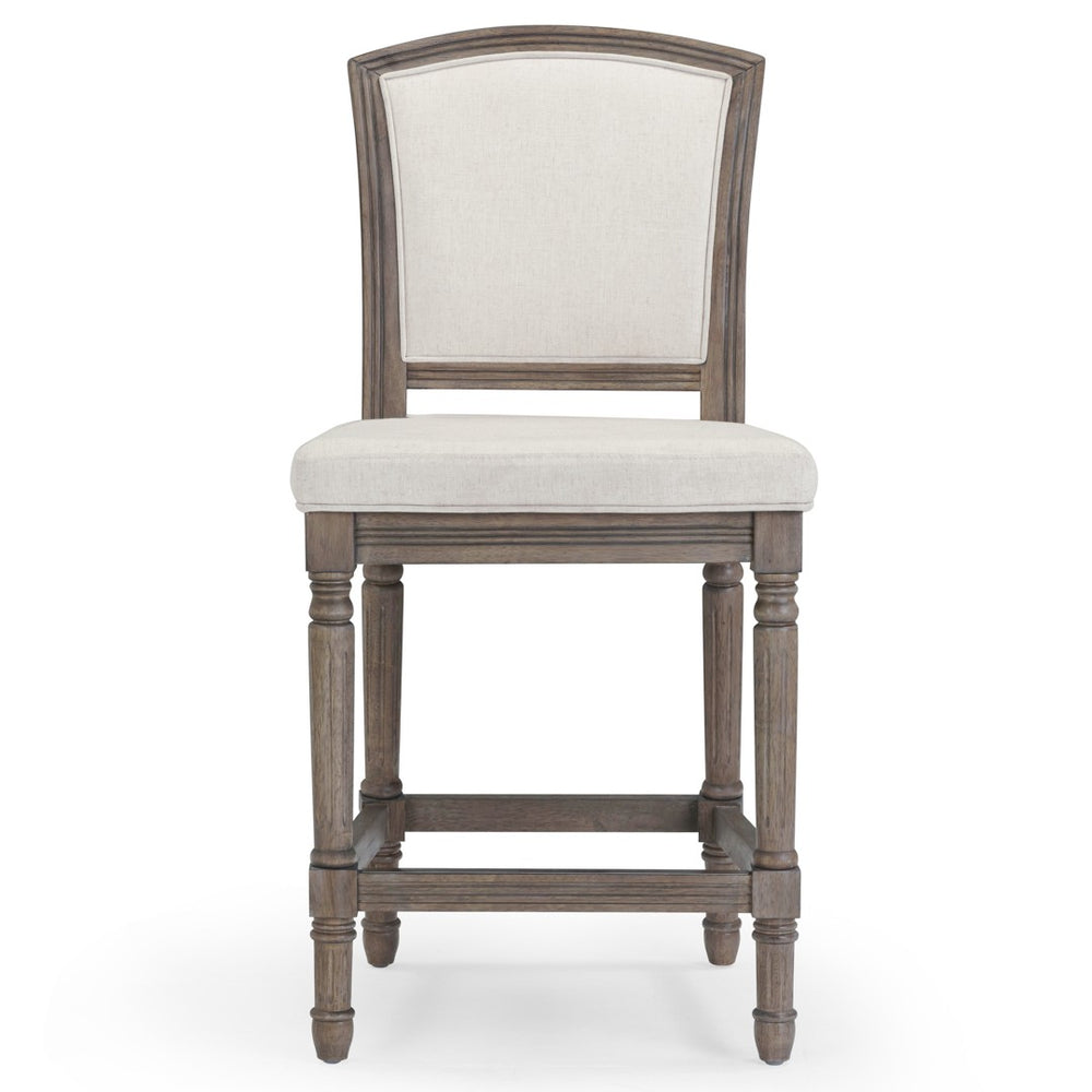 HomeRoots 31" Gray Fabric Bar Chair with Solid Wood Legs - Modern Comfort for Kitchen Island & Home Bar 633102