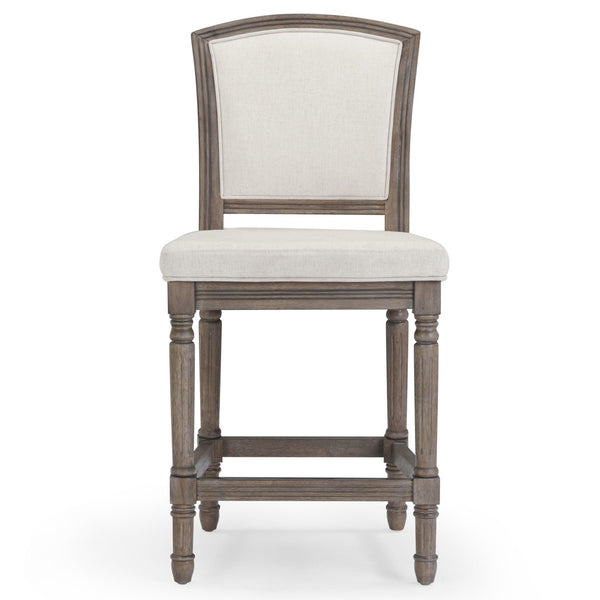 HomeRoots 31" Gray Fabric Bar Chair with Solid Wood Legs - Modern Comfort for Kitchen Island & Home Bar 633102