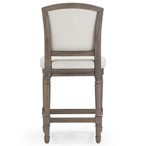 HomeRoots 31" Gray Fabric Bar Chair with Solid Wood Legs - Modern Comfort for Kitchen Island & Home Bar 633102