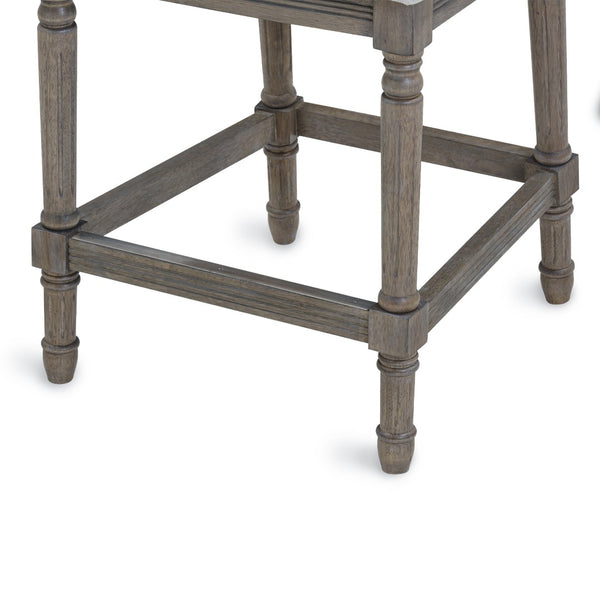 HomeRoots 31" Gray Fabric Bar Chair with Solid Wood Legs - Modern Comfort for Kitchen Island & Home Bar 633102