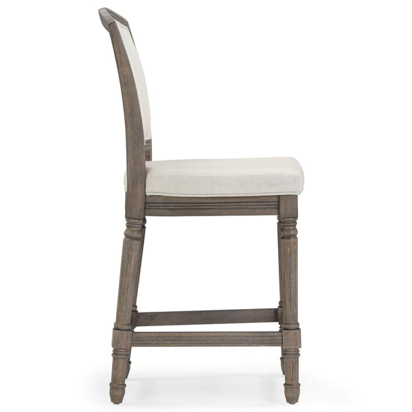 HomeRoots 31" Gray Fabric Bar Chair with Solid Wood Legs - Modern Comfort for Kitchen Island & Home Bar 633102