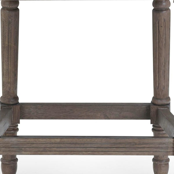 HomeRoots 31" Gray Fabric Bar Chair with Solid Wood Legs - Modern Comfort for Kitchen Island & Home Bar 633102