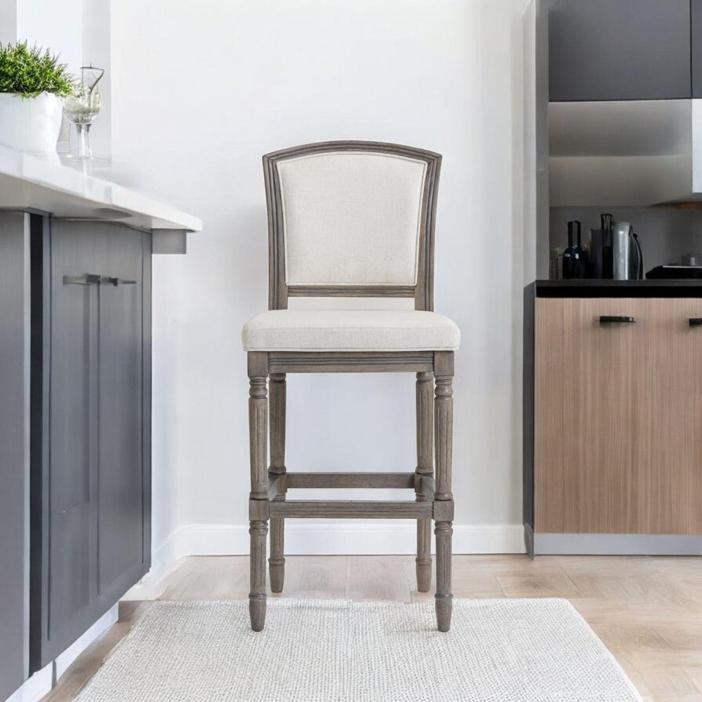 HomeRoots Gray Fabric Counter Height Bar Chair - Stylish Solid Wood Frame for Comfort & Modern Dining Spaces 633103