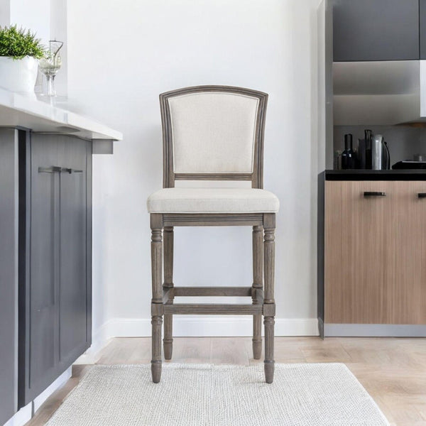 HomeRoots Gray Fabric Counter Height Bar Chair - Stylish Solid Wood Frame for Comfort & Modern Dining Spaces 633103