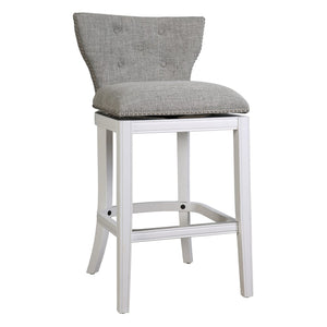 HomeRoots Gray Low Back Swivel Bar Chair – Modern Gray & White Design with Comfortable Footrest & Sturdy Base 633104