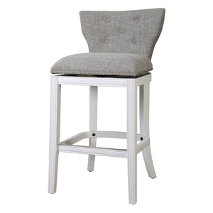 HomeRoots Gray Low Back Swivel Bar Chair – Modern Gray & White Design with Comfortable Footrest & Sturdy Base 633104