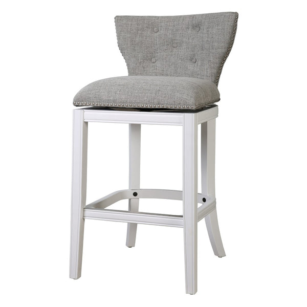 HomeRoots Gray Low Back Swivel Bar Chair – Modern Gray & White Design with Comfortable Footrest & Sturdy Base 633104