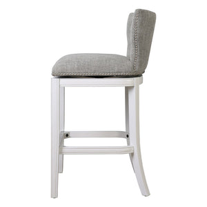 HomeRoots Gray Low Back Swivel Bar Chair – Modern Gray & White Design with Comfortable Footrest & Sturdy Base 633104