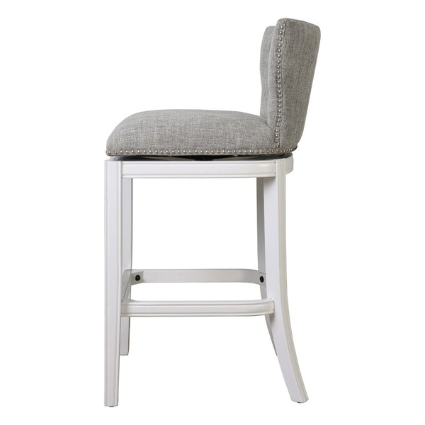 HomeRoots Gray Low Back Swivel Bar Chair – Modern Gray & White Design with Comfortable Footrest & Sturdy Base 633104