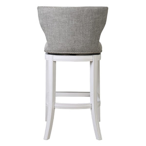 HomeRoots Gray Low Back Swivel Bar Chair – Modern Gray & White Design with Comfortable Footrest & Sturdy Base 633104