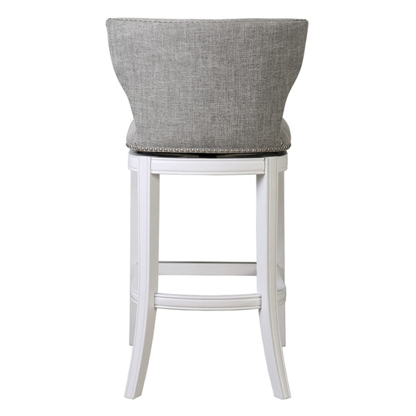 HomeRoots Gray Low Back Swivel Bar Chair – Modern Gray & White Design with Comfortable Footrest & Sturdy Base 633104