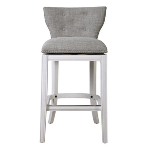 HomeRoots Gray Low Back Swivel Bar Chair – Modern Gray & White Design with Comfortable Footrest & Sturdy Base 633104