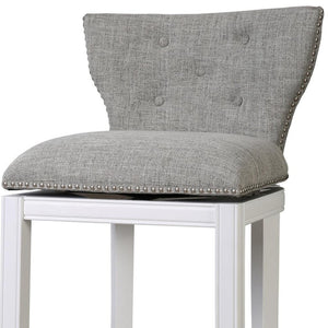 HomeRoots Gray Low Back Swivel Bar Chair – Modern Gray & White Design with Comfortable Footrest & Sturdy Base 633104