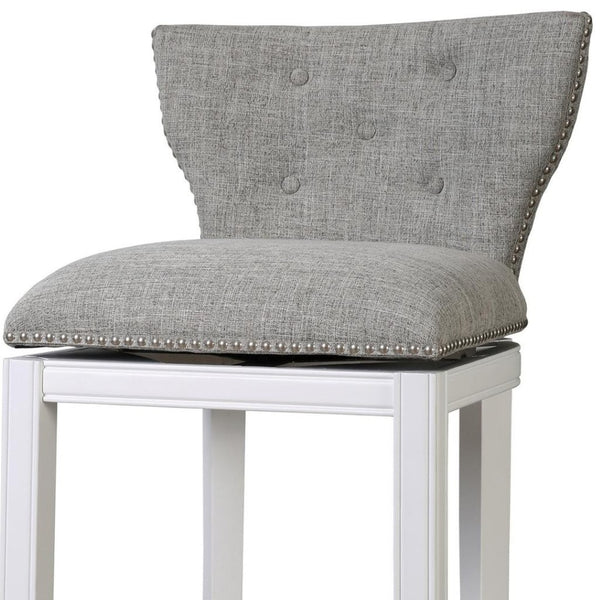 HomeRoots Gray Low Back Swivel Bar Chair – Modern Gray & White Design with Comfortable Footrest & Sturdy Base 633104