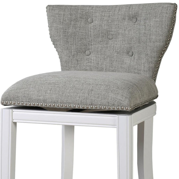 HomeRoots Gray Swivel Bar Chair - Stylish Low Back Design with Solid Wood Base, Perfect for Small Spaces! 633105