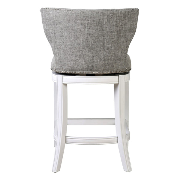 HomeRoots Gray Swivel Bar Chair - Stylish Low Back Design with Solid Wood Base, Perfect for Small Spaces! 633105