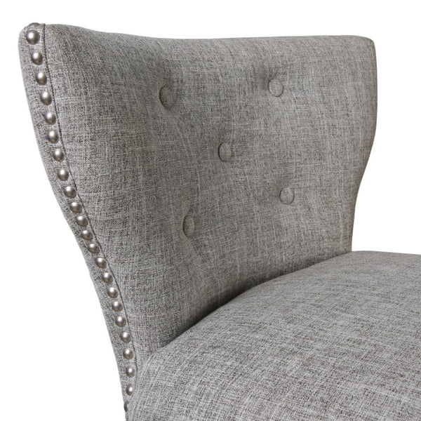 HomeRoots Gray Swivel Bar Chair - Stylish Low Back Design with Solid Wood Base, Perfect for Small Spaces! 633105