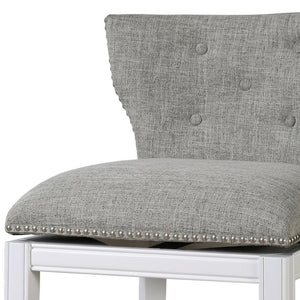 HomeRoots Gray Swivel Bar Chair - Stylish Low Back Design with Solid Wood Base, Perfect for Small Spaces! 633105